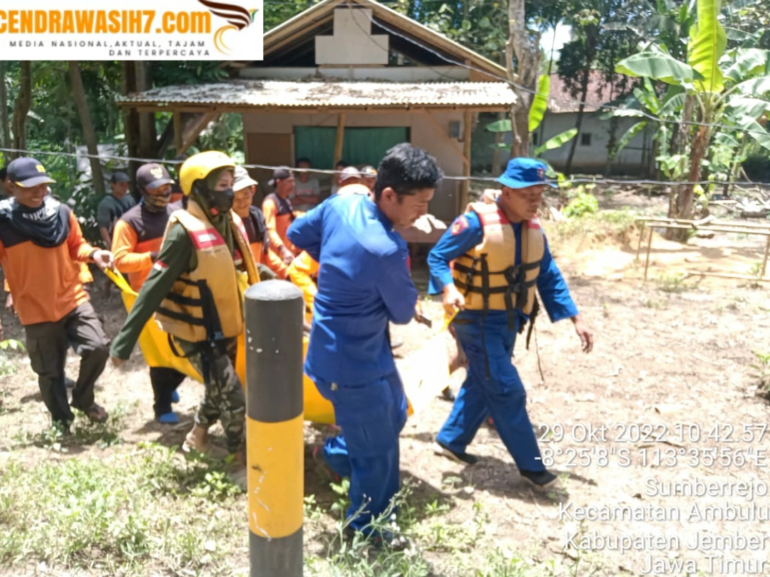 Satpol Airud Polres Jember Berhasil Temukan Pelajar SMP yang Tenggelam di Kali Mayang
