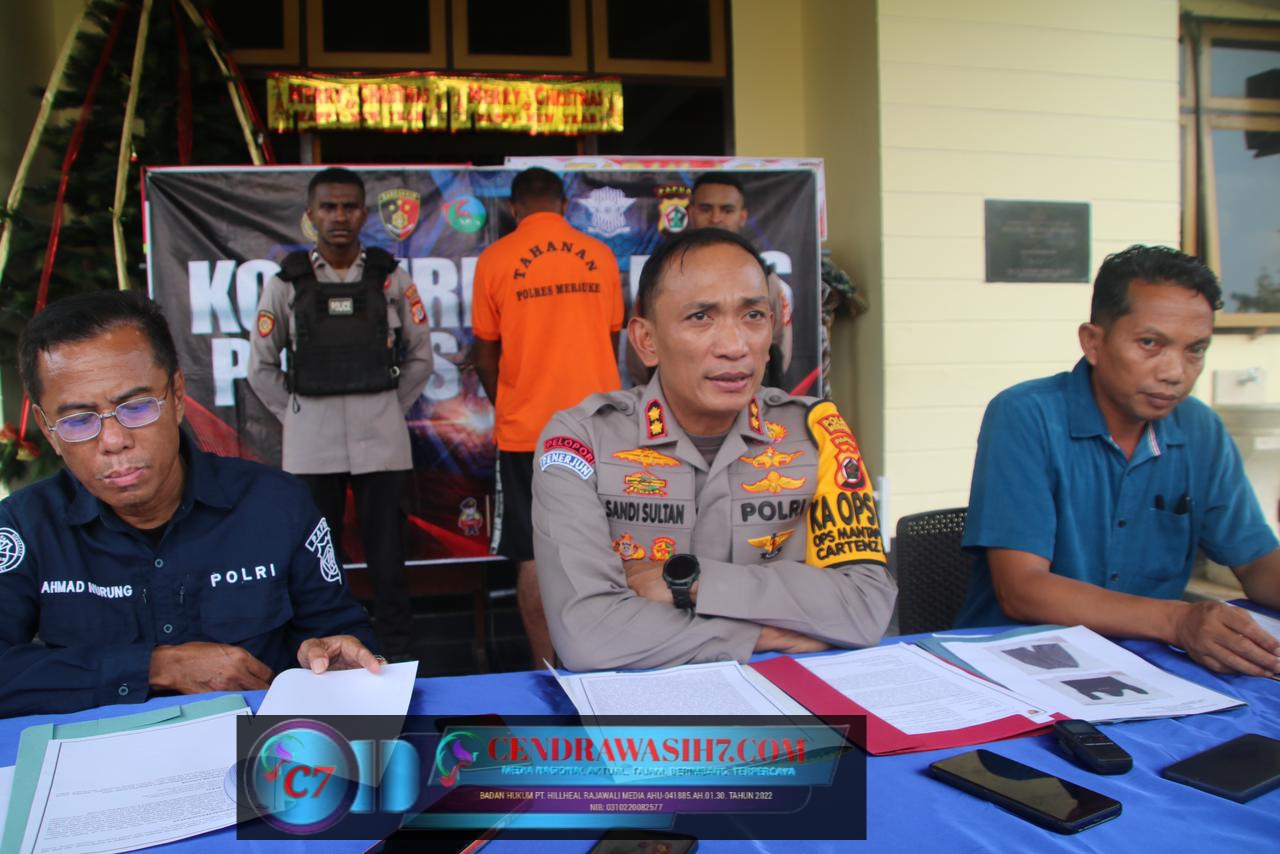 Polres Merauke Konferensi Pers kasus Pemerkosaan di jalan Cikombong