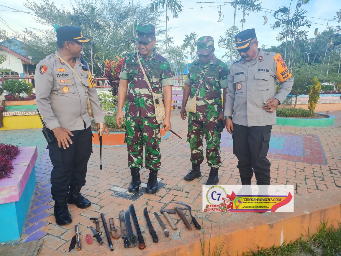 Jelang Pergantian Tahun Baru Polres Mappi Laksanakan Patroli Gabungan TNI-Polri dan Razia Sajam
