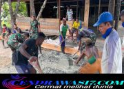 Satgas Yonif 642/Kps Laksanakan Karya Bakti Bersama Masyarakat Kampung Maroro