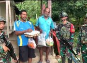 Wujudkan Kepedulian Kepada Masyarakat, Satgas Yonif 642/Kps Bagikan Sembako ke Warga