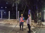 Kabel Listrik Menjuntai di Sawah Besar, Polisi Sigap Amankan Jalan