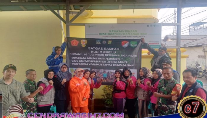Satgas Sampah Kodim 0502/Jakut Melalui Koramil 03/Tjg Priok dan Babinsa Bersinergi Kerja Bakti