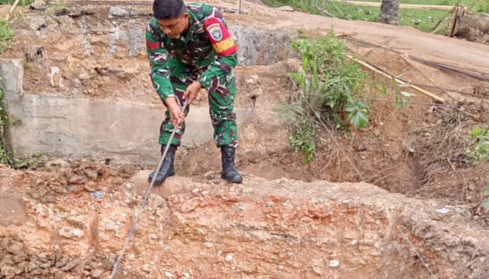 Kodim 0104/Aceh Timur Terus Kebut Pembangunan Jembatan Perintis di Desa Blang Kuta