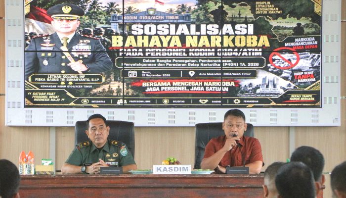 Cegah Ancaman Narkoba, Kasdim 0104/Aceh Timur Tekankan Disiplin dan Integritas Prajurit melalui Sosialisasi P4GN TA 2026