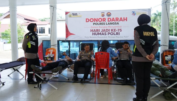 Sambut Hari Jadi Humas Polri ke-75, Polres Langsa Kumpulkan 42 Kantong Darah