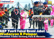 AKP Yusril Faisal Resmi Jabat Wadanyon B Pelopor, Disambut Tradisi Gerbang Pora di Merauke