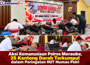 Aksi Kemanusiaan Polres Merauke, 25 Kantong Darah Terkumpul dalam Peringatan HUT Humas Polri