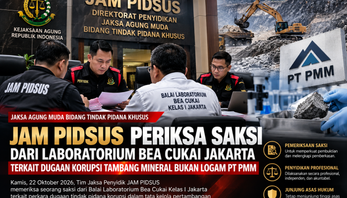 Penyidikan Dugaan Korupsi Tambang PT PMM Berlanjut, JAM PIDSUS Periksa Saksi